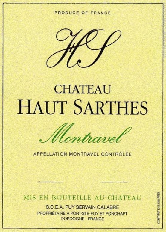 Chateau Haut-Sarthes Haut Montravel Molleux Label