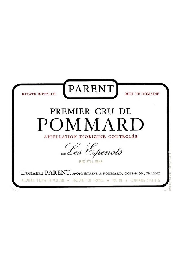 Bottle of Anne Parent Domaine Anne Parent Pommard 1er Cru les Epenots 2018
