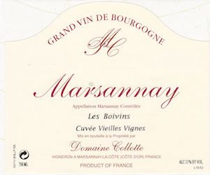 Bottle of Collotte Domaine Collotte Marsannay les Boivins 2015