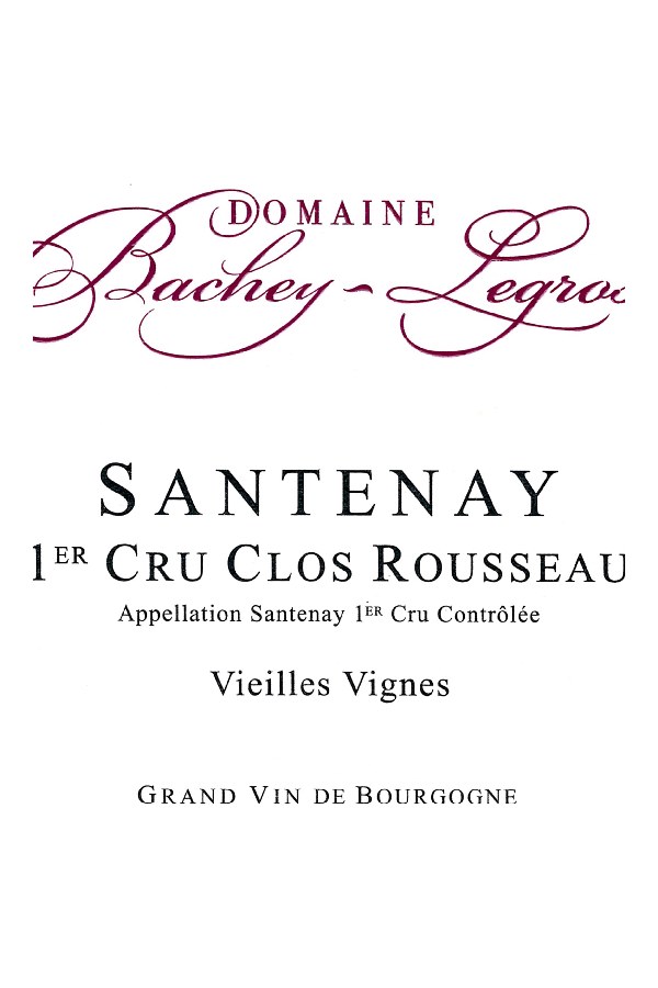 Bottle of  Domaine Bachey-Legros Santenay 1er Cru Clos Rousseau Vieilles Vignes 2022