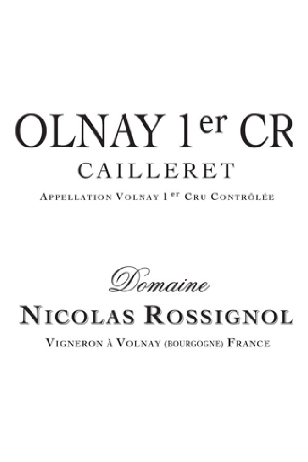 Bottle of  Domaine Nicolas Rossignol Volnay 1er Cru Cailleret 2019