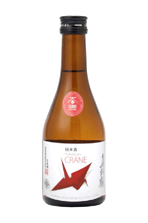 Bottle of Manotsuru Crane Junmai Sake